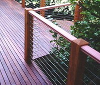 and handrails with stainless steel wire balustrades. Stainless steel 